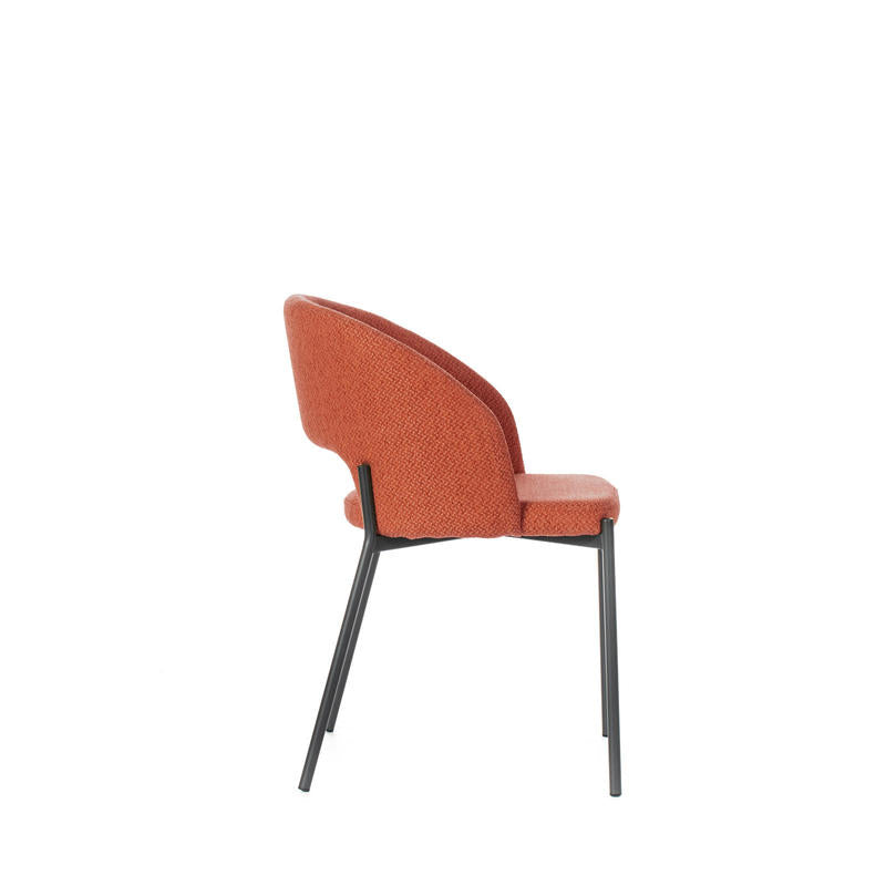 sedia moderna imbottita rivestita in tessuto arancio