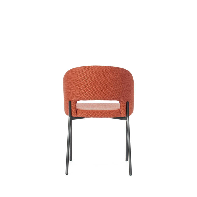 sedia moderna imbottita rivestita in tessuto arancio