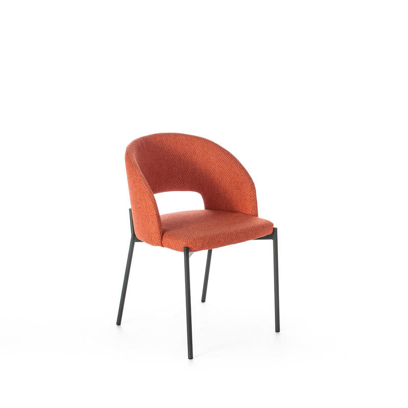sedia moderna imbottita rivestita in tessuto arancio