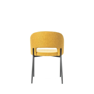 sedia moderna imbottita rivestita in tessuto giallo