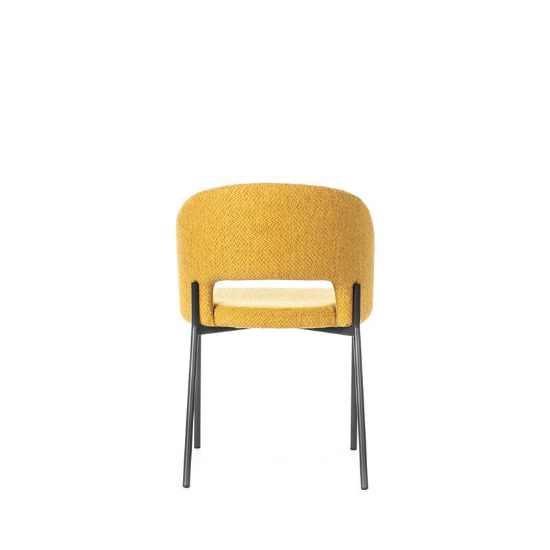 sedia moderna imbottita rivestita in tessuto giallo