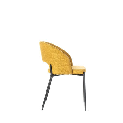 sedia moderna imbottita rivestita in tessuto giallo