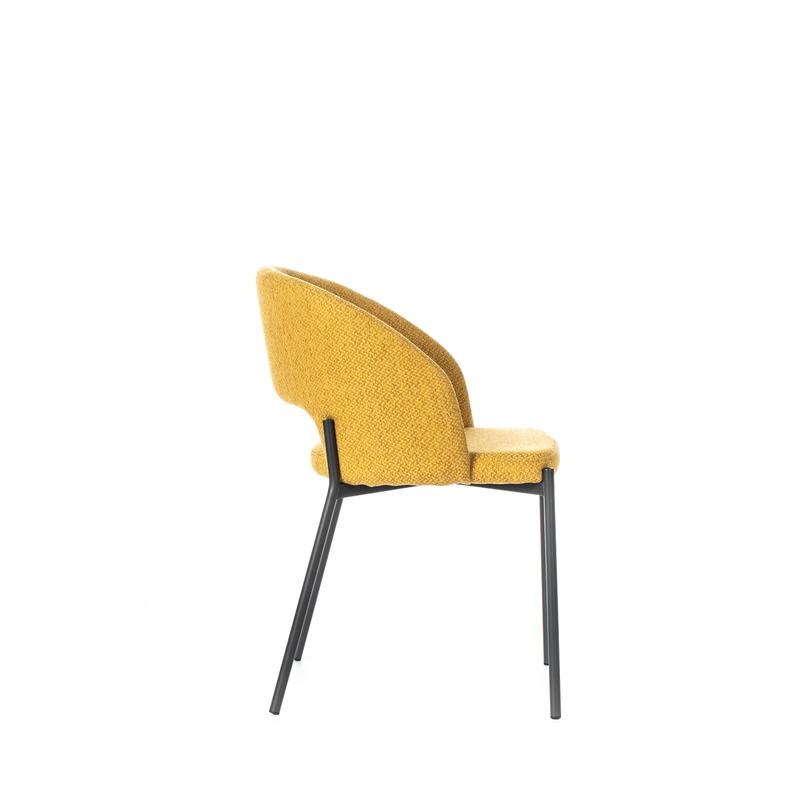 sedia moderna imbottita rivestita in tessuto giallo