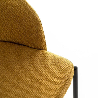sedia moderna imbottita rivestita in tessuto giallo