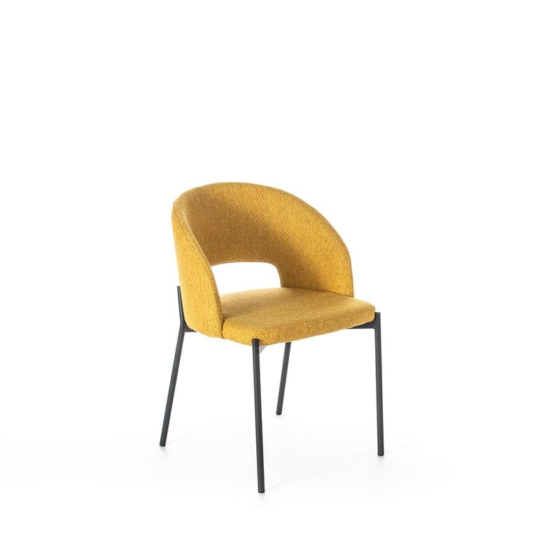 sedia moderna imbottita rivestita in tessuto giallo