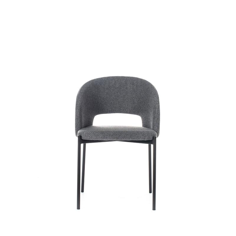 sedia moderna imbottita rivestita in tessuto grigio
