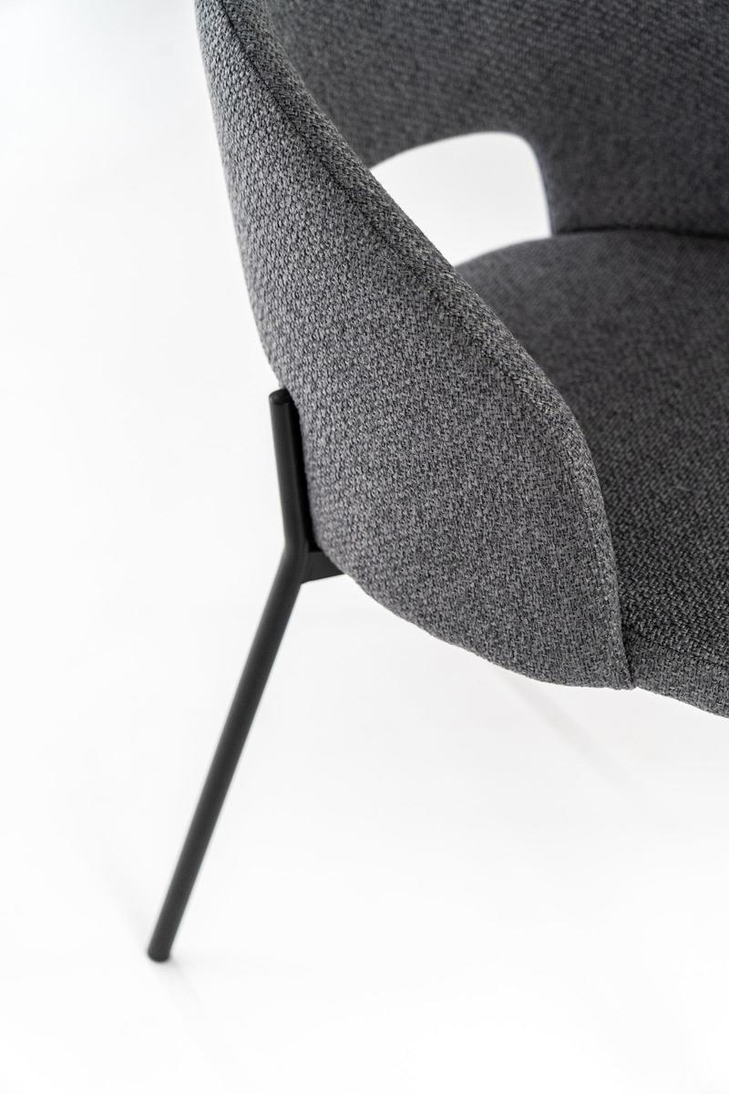 sedia moderna imbottita rivestita in tessuto grigio