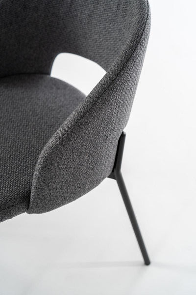 sedia moderna imbottita rivestita in tessuto grigio