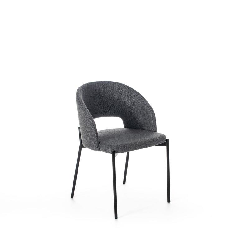 sedia moderna imbottita rivestita in tessuto grigio