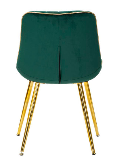 sedia in metallo dorato scocca in velluto verde