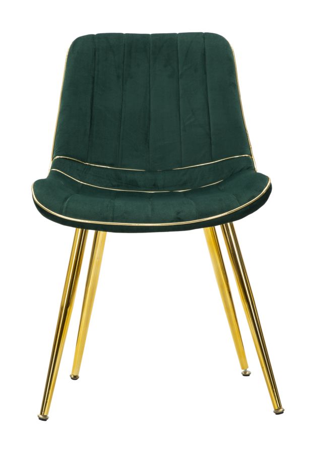 sedia in metallo dorato scocca in velluto verde
