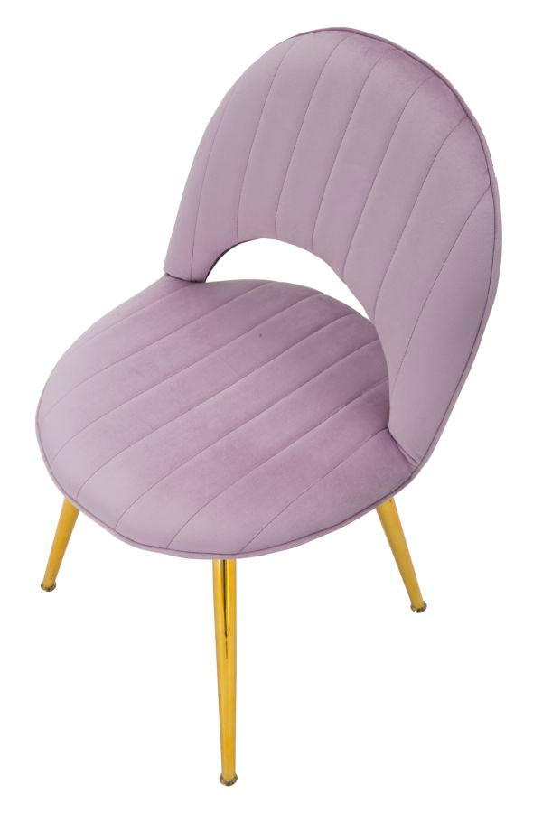 sedia moderna colore rosa gambe in metallo dorato