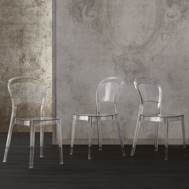 Voilà - Set da 4 Sedia moderna in policarbonato trasparente cm 46x54x87h