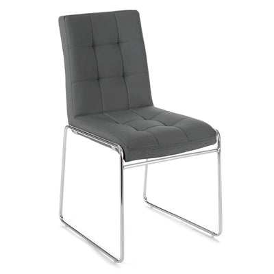 Set da 2 sedia moderna imbottita in similpelle struttura in metallo cromato - vari colori