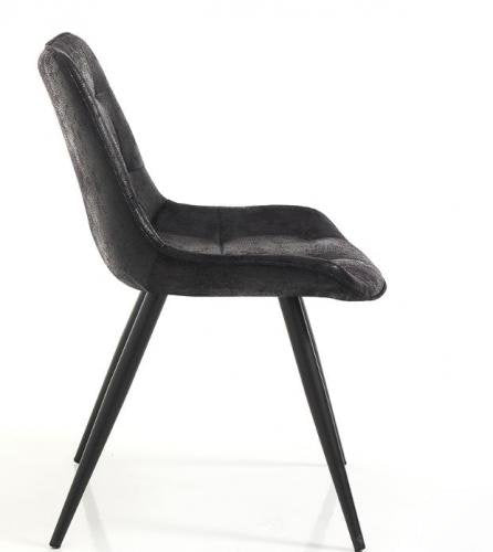 Set da 2 sedia design scocca in tessuto nero effetto invecchiato gambe in metallo cm 52x59x83h