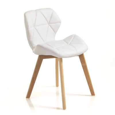 sedia moderna in similpelle bianco gambe in legno massello