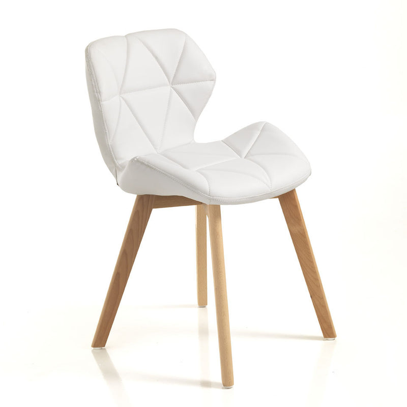 sedia moderna in similpelle bianco gambe in legno massello
