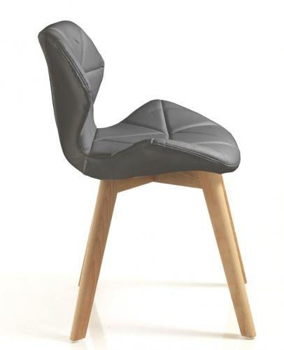 sedia moderna in similpelle nero gambe in legno massello