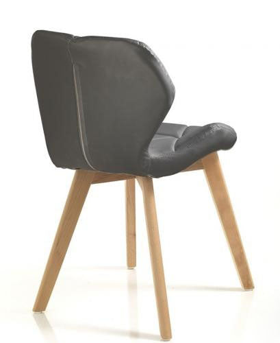 sedia moderna in similpelle grigio gambe in legno massello