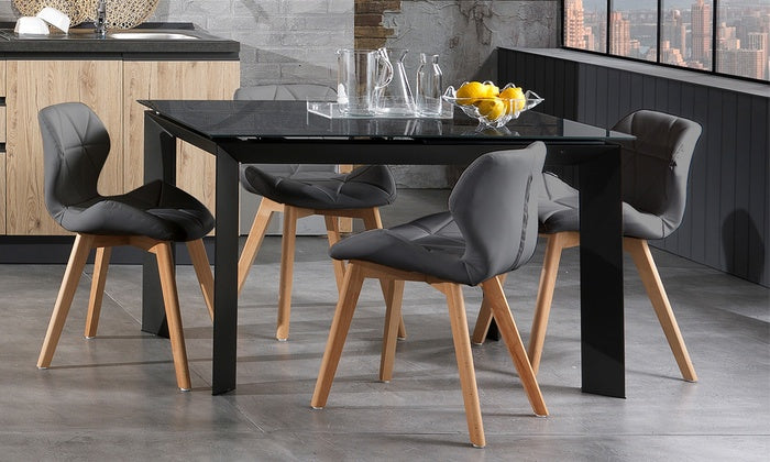 sedia moderna in similpelle grigio gambe in legno massello