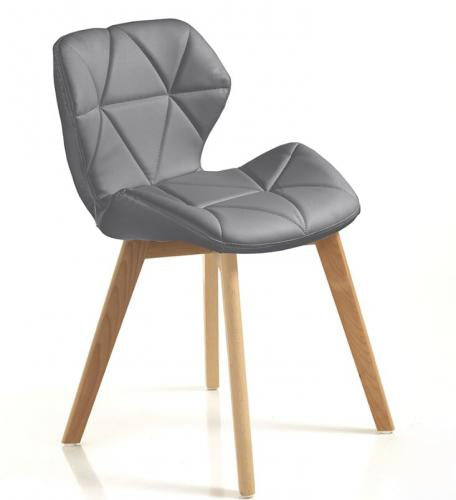 sedia moderna in similpelle grigio gambe in legno massello