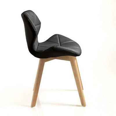 sedia moderna in similpelle nero gambe in legno massello