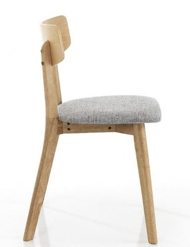 Set da 2 Sedia living in legno massello rovere e tessuto cm 44x47x80h