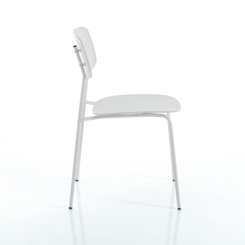 sedia moderna in acciaio e polipropilene colore bianco