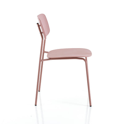 sedia moderna in acciaio e polipropilene colore rosa