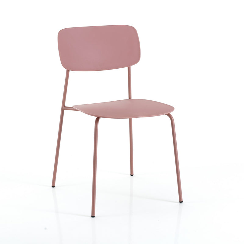 sedia moderna in acciaio e polipropilene colore rosa