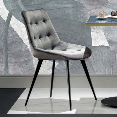 sedia moderna rivestita in velluto grigio