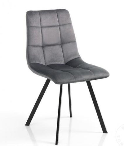 sedia moderna in tessuto velluto grigio