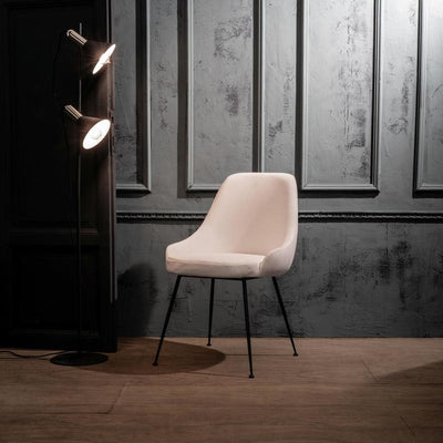 sedia moderna per soggiorno in velluto colore bianco
