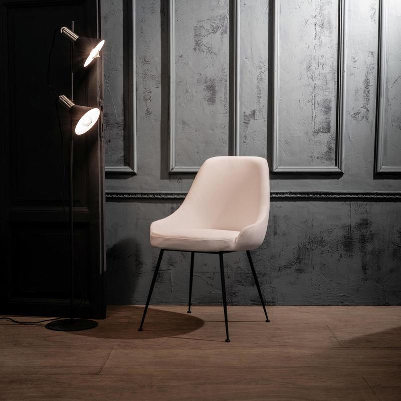 sedia moderna per soggiorno in velluto colore bianco