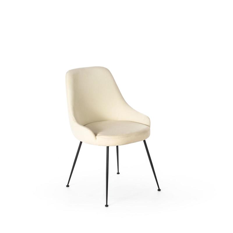 sedia moderna per soggiorno in velluto colore bianco