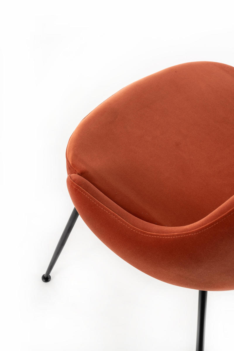 sedia moderna per soggiorno in velluto colore ruggine