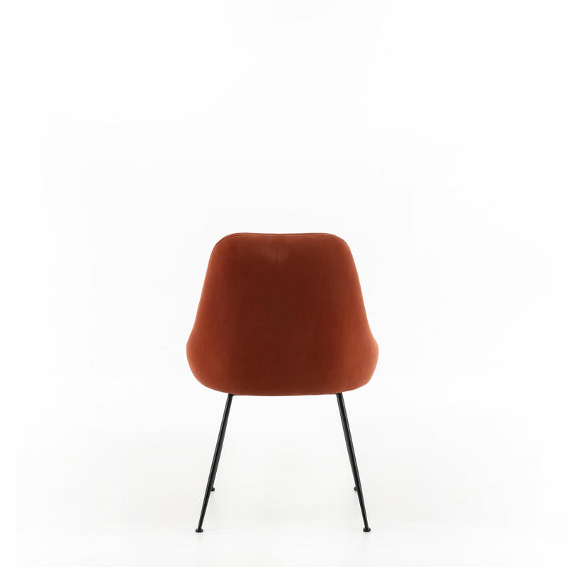 sedia moderna per soggiorno in velluto colore ruggine