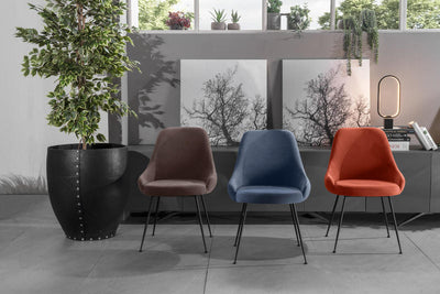 sedia moderna per soggiorno in velluto colore visone