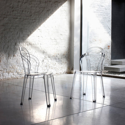 Set da 4 sedia moderna in policarbonato trasparente con braccioli cm 47x50x88h