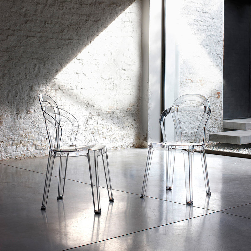 Set da 4 sedia moderna in policarbonato trasparente con braccioli cm 47x50x88h