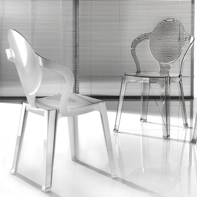 Set da 4 sedia poltroncina moderna impilabile in policarbonato trasparente cm 52x55x89h