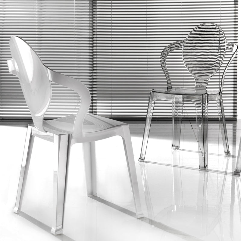 Set da 4 sedia poltroncina moderna impilabile in policarbonato trasparente cm 52x55x89h