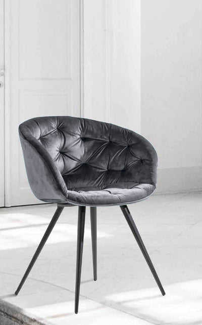 Cabiria 4G - Poltroncina sedia moderna rivestita in velluto cm 62x52x80h