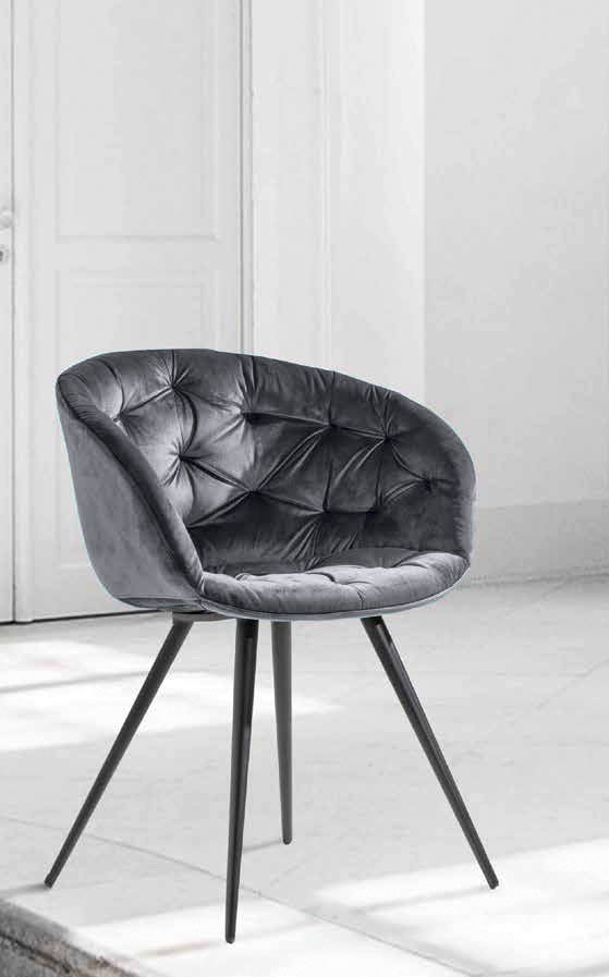 Cabiria 4G - Poltroncina sedia moderna rivestita in velluto cm 62x52x80h
