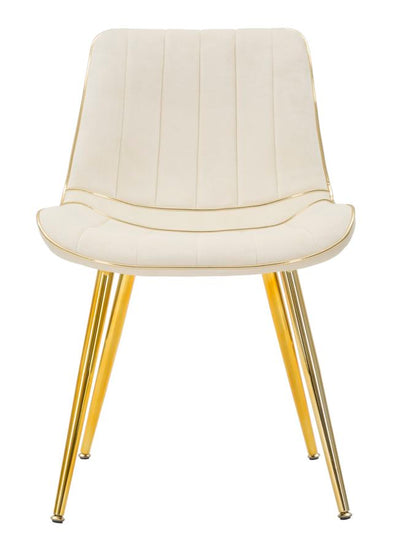 sedia in metallo dorato scocca in velluto crema