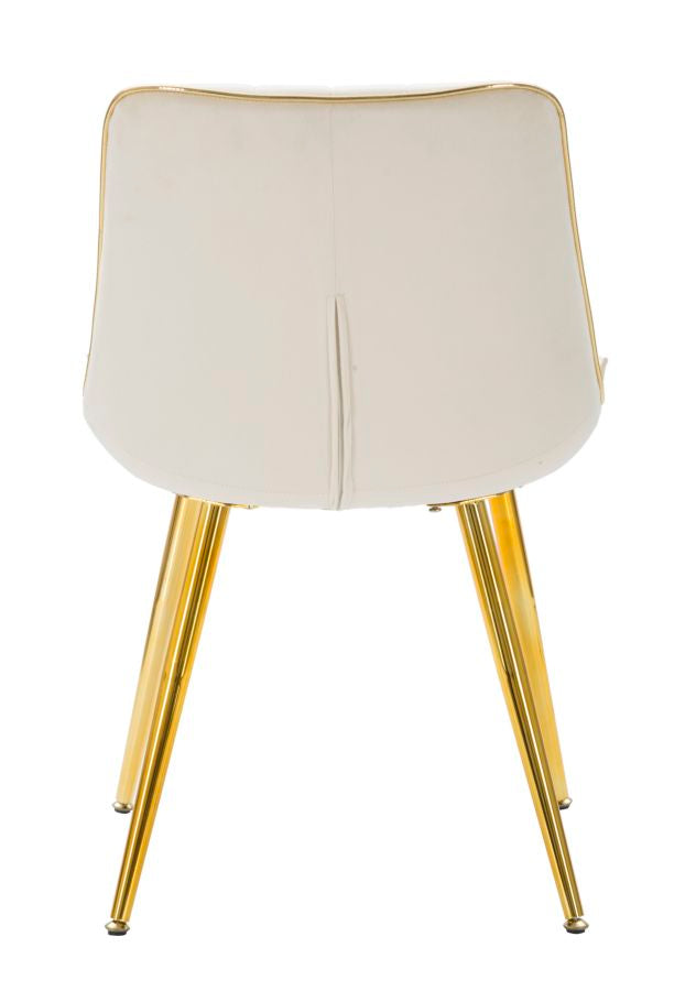 sedia in metallo dorato scocca in velluto crema