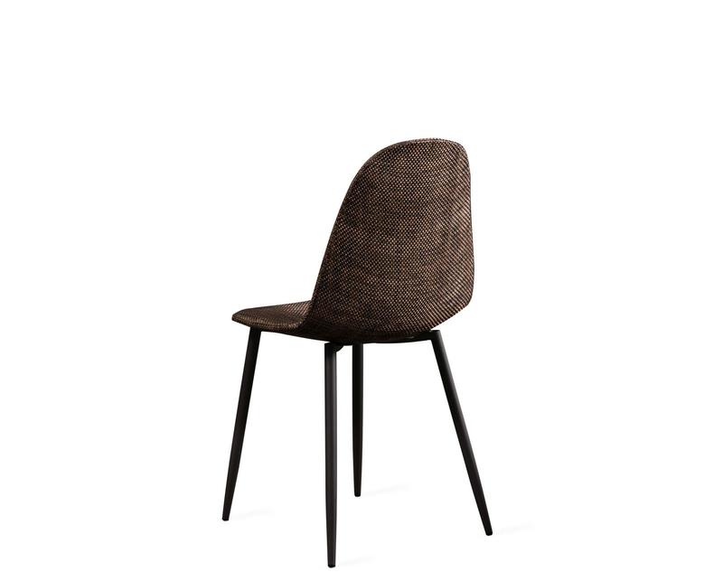 sedia moderna per living scocca in similrattan colore marrone gambe in metallo