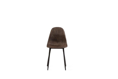 sedia moderna per living scocca in similrattan colore marrone gambe in metallo