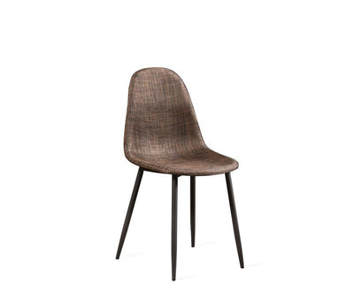 sedia moderna per living scocca in similrattan colore marrone gambe in metallo