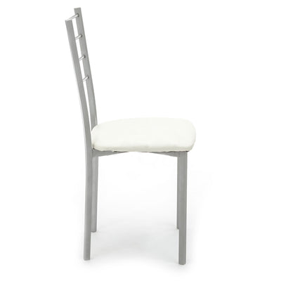 sedia moderna struttura in metallo colore alluminio seduta in similpelle